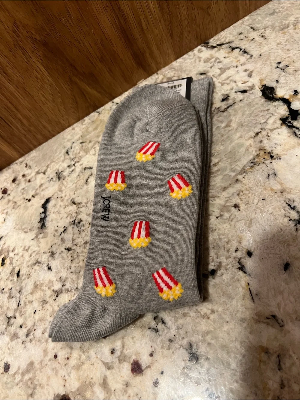 J. Crew Gray Crew Socks with Popcorn Pattern